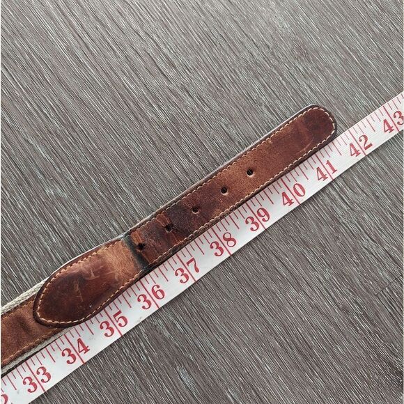 Zeppelin USA Made Leather on Canvas Fishing Hook Belt Solid Brass Buckle 38 - Picture 8 of 9